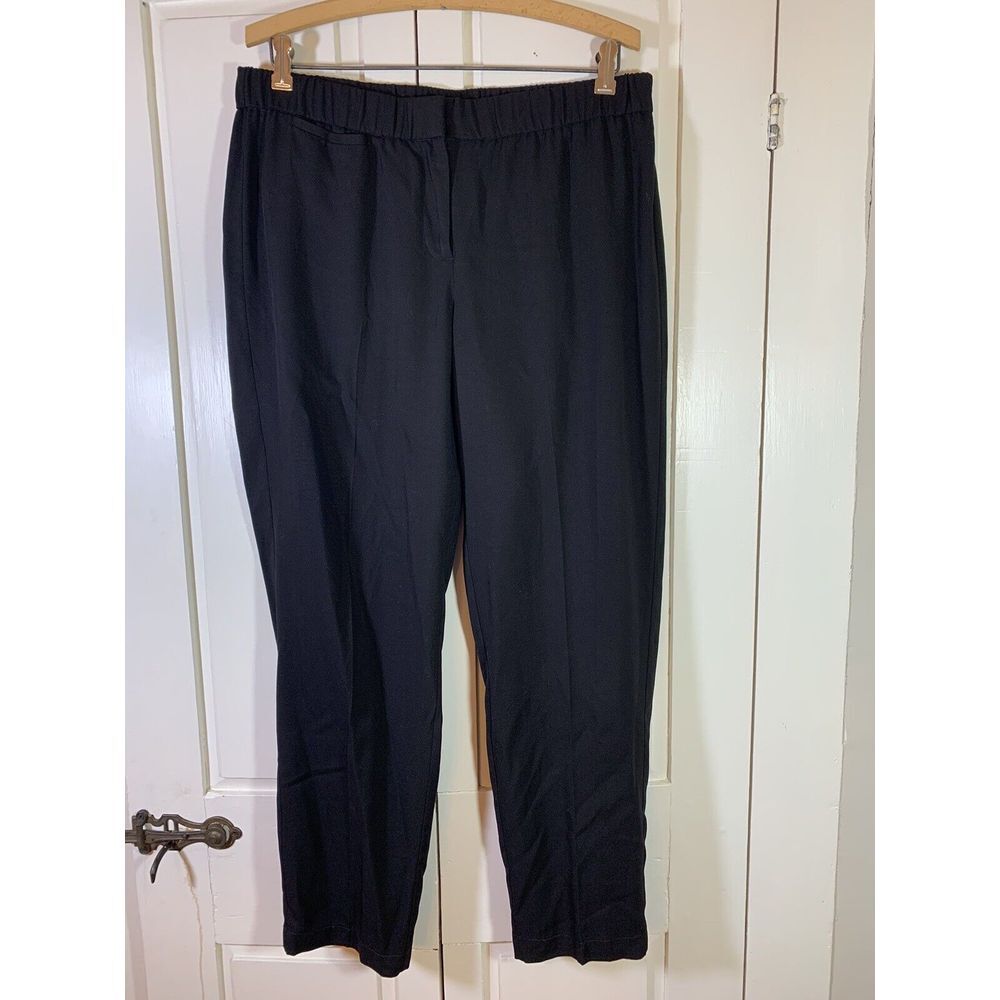 Eileen Fisher Pants Women Sz Medium Tencel Ankle Black Pockets Minimal Capsule